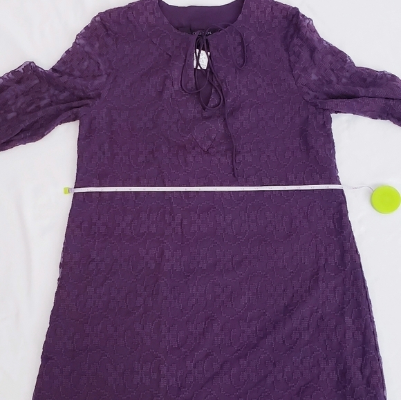 Tt Collection Silk Embroidered Long Sleeve Purple Dress Silk - Picture 7 of 11